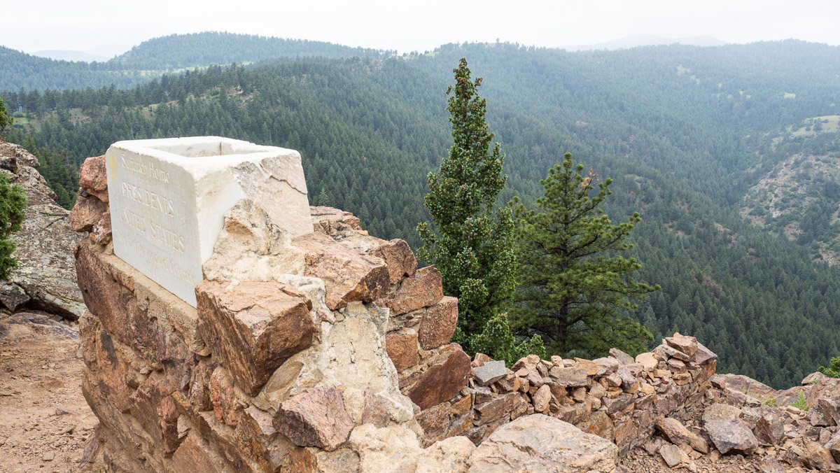 Stone ruins of the old presidential summer home foundation at Mount Falcon Park