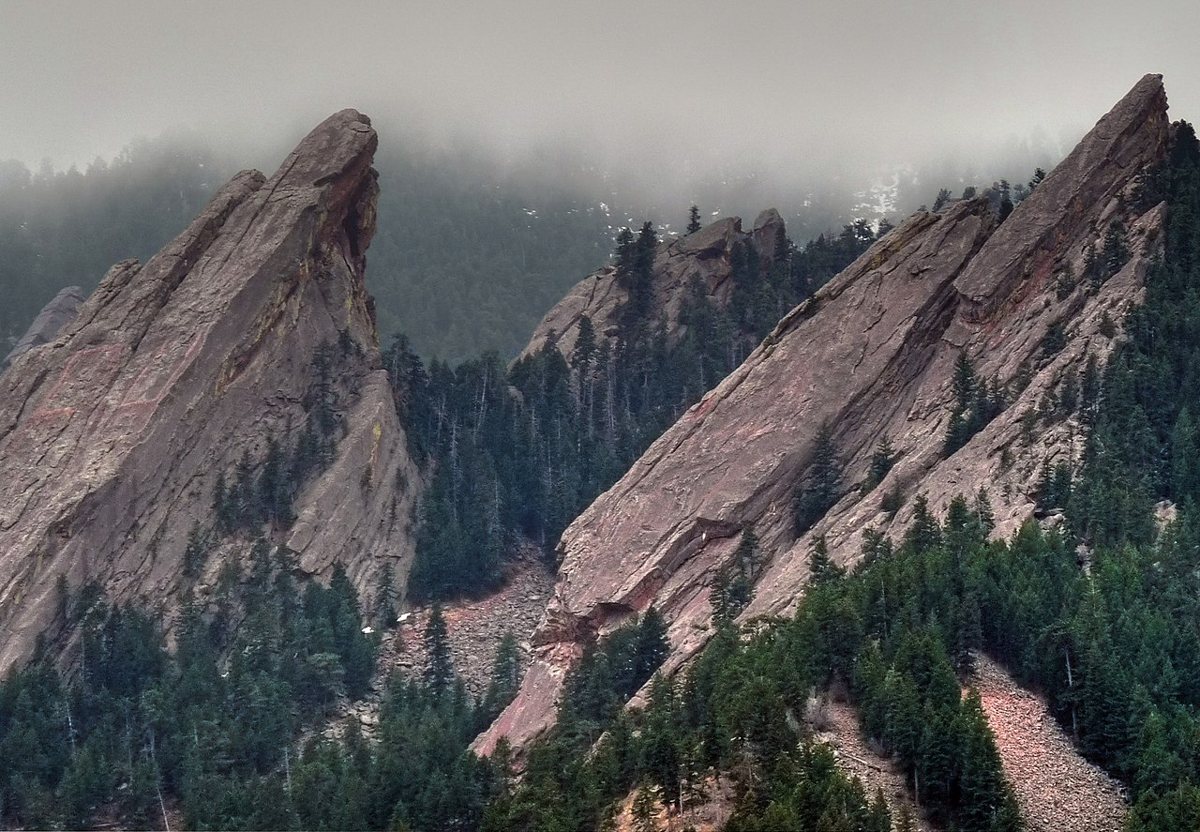 the Flatirons rock formations behind Chautauqua meadow